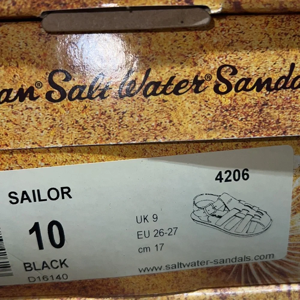 AUTH NIB Salt Water Sandal by Hoy Shoes Sun-San - Sailors BLACK
